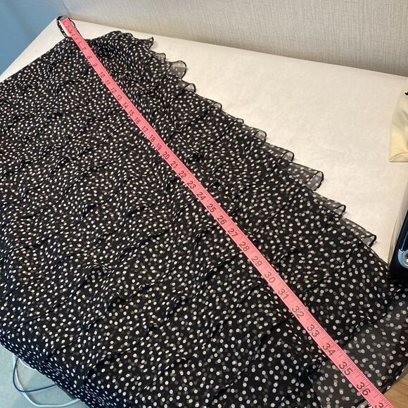 Talbots Pure Silk Layer Ruffle Dress 4 Petite 4P Black Dots Spaghetti Straps - Picture 11 of 12